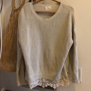 gray cream lace sweater urban outfitters small